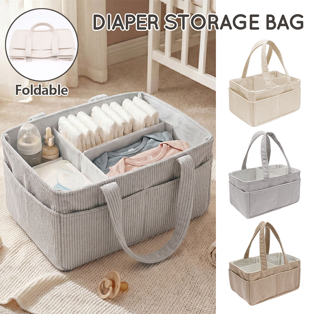 Baby Products Basket - Draagbare luiersorganizer van zacht corduroy met