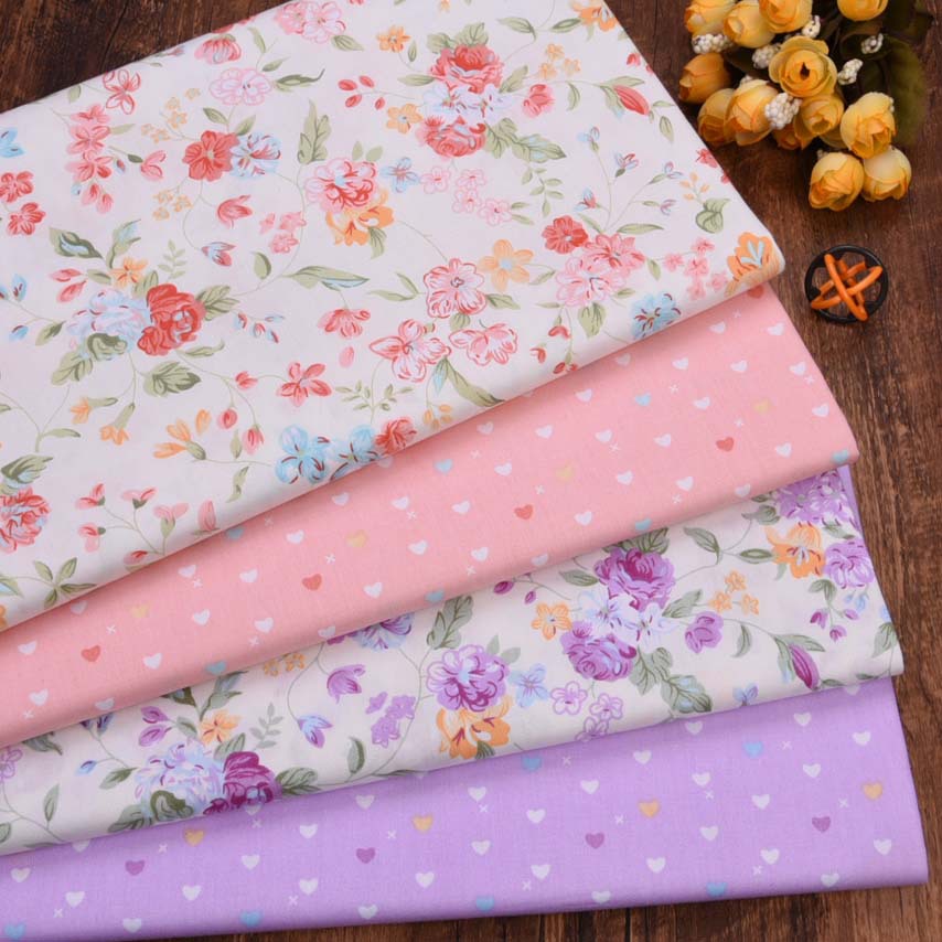 Baby Products Organic - Paars Roze Bloemen Twill Katoenen Stof,