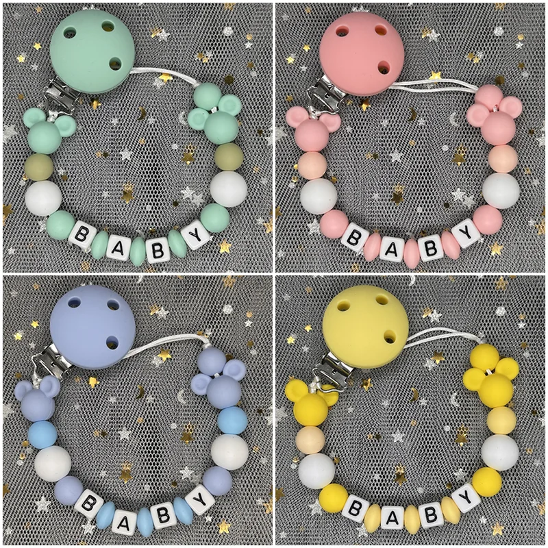 Baby Teethers - Babyfopspeenclip Gepersonaliseerde naam Dummy Tepelhouder Kettingen