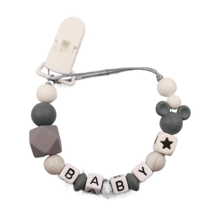 Baby Teethers - Baby gepersonaliseerde naam siliconen fopspeenclip pasgeboren