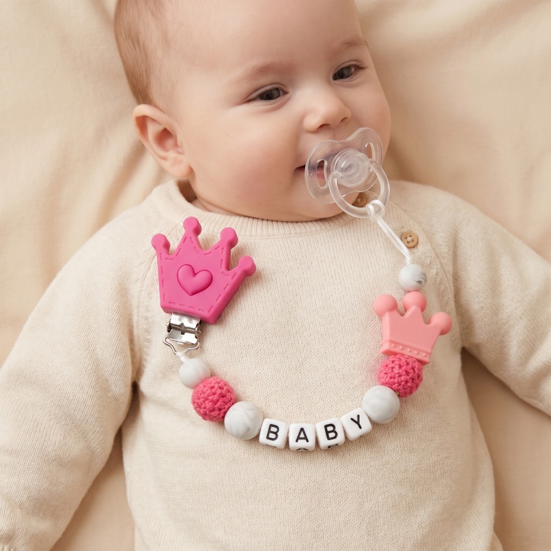 Baby Teethers - Gepersonaliseerde babyfopspeenclip met aangepaste naam, siliconen