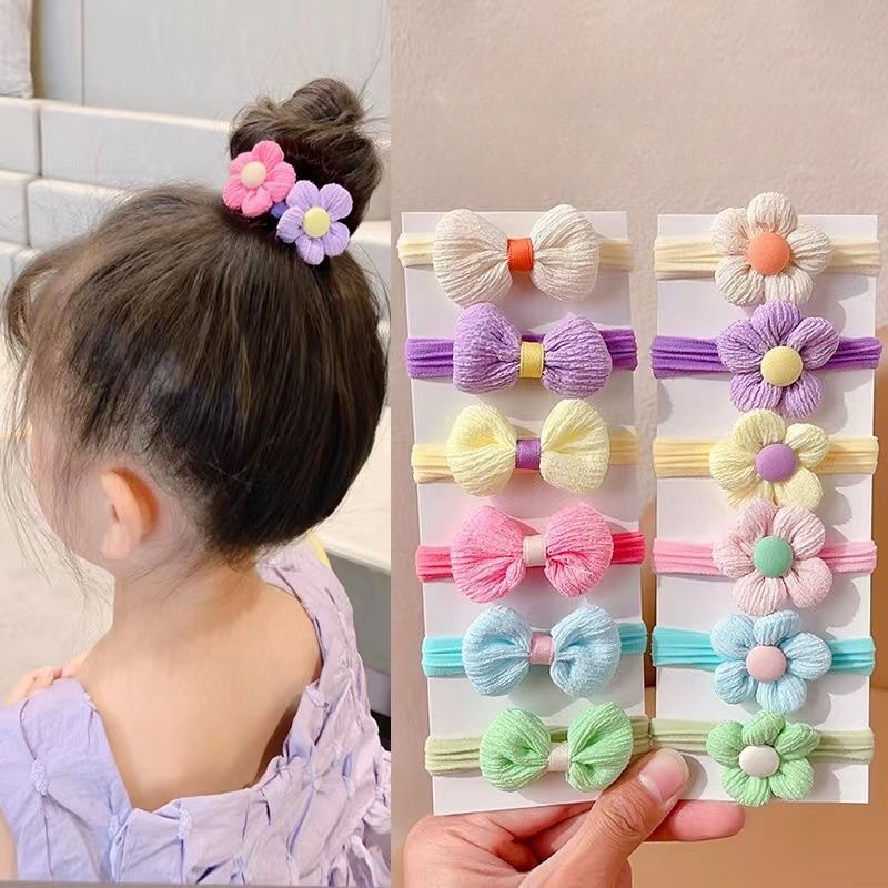 Baby Products Set - 6 stks/set schattige strik haarelastiekjes voor