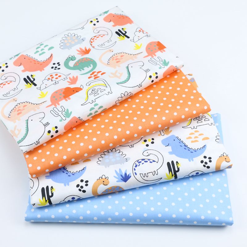 Baby Products Organic - Dinosaurus Stip 100% Katoenen Keperstof, Patchwork